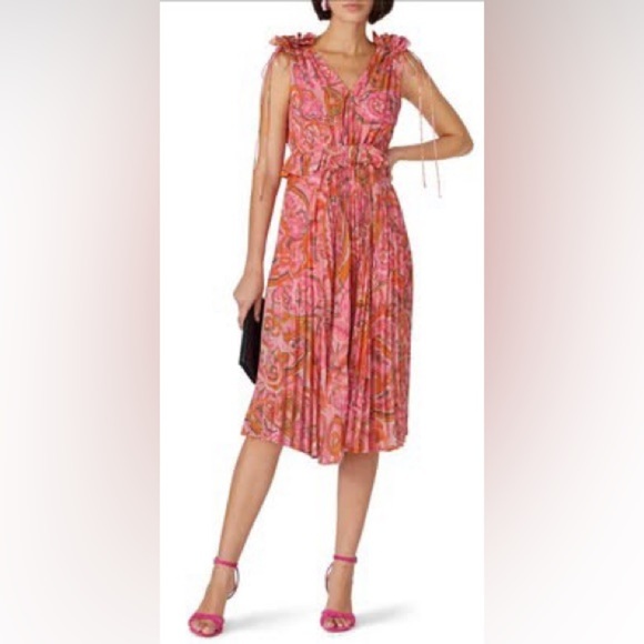 Delfi Collective Lilah Pink Floral printed crepe Dress MEDIUM preloved - Picture 1 of 7